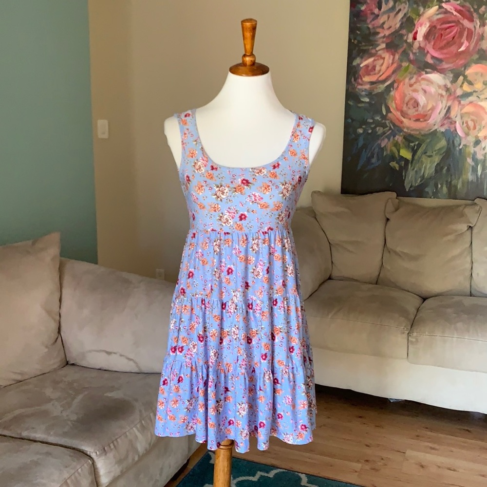 NWT Ultra Flirt blue floral roses keyhole dress